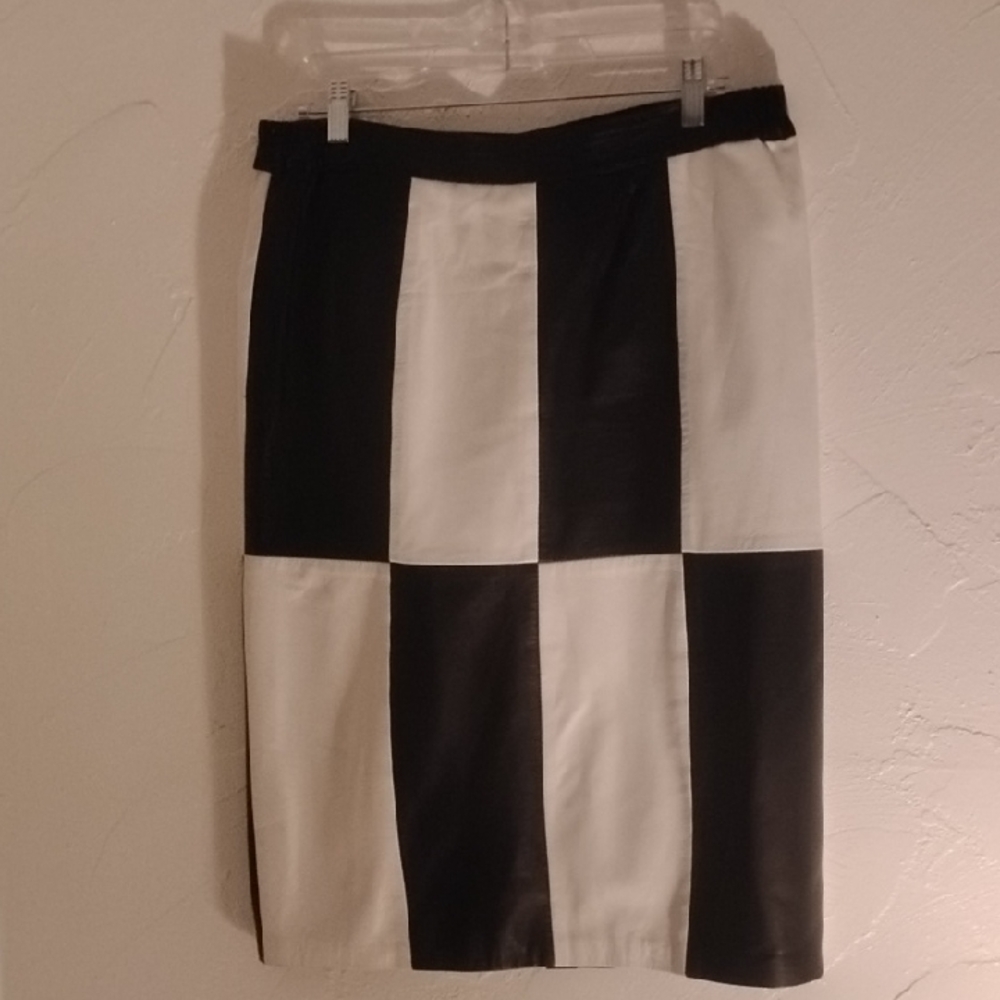 Black and White Checker Pencil Skirt